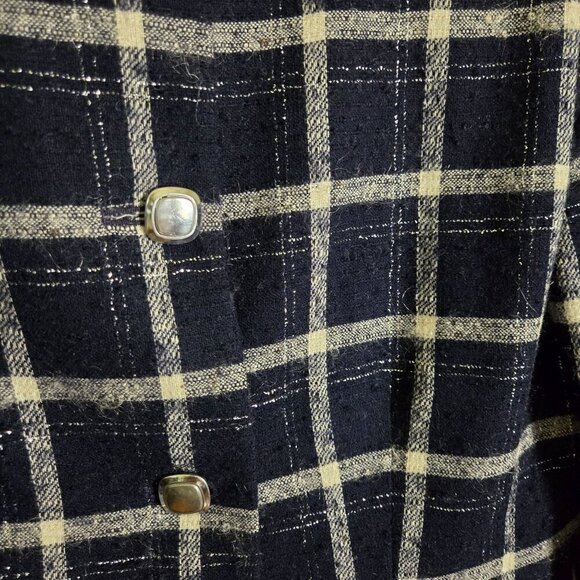 Pendleton Vintage Blue Silver Plaid Pure Virgin Wool Lady Jacket Size 6 - Picture 3 of 5